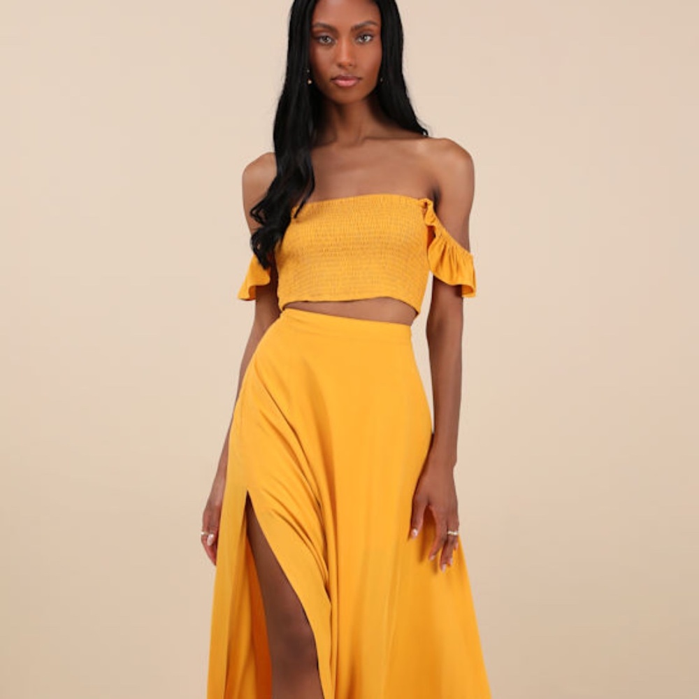 Lulus Trancoso Golden Yellow Two-piece Maxi Dress - Size M